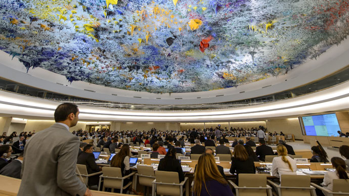 A general view taken on May 29, 2013 during a debate on Syria in Geneva.(AFP Photo / Fabrice Coffrini)