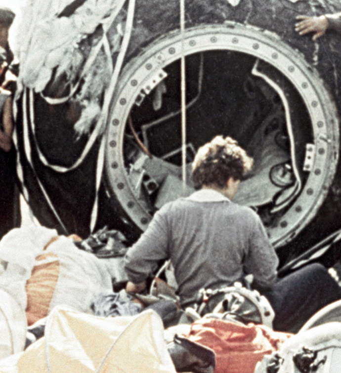 The U.S.S.R. Pilot-Cosmonaut Valentina Tereshkova just after landing in the Vostok-6 spaceship. (RIA Novosti)