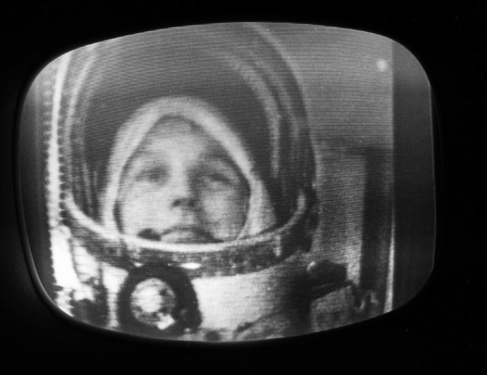 Pilot-cosmonaut Valentina Tereshkova in the cabin of the Vostok-6 spacecraft. (RIA Novosti)