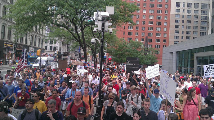 Restore the Fourth protesters march in New York City (image by @TimKarr)