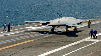 US Navy submarine fires drone from underwater