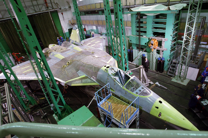 PAK FA T-50 5th Generation Sukhoi jet fighter manufactured at the Sukhoi Company. (RIA Novosti/Alexei Druzhinin)
