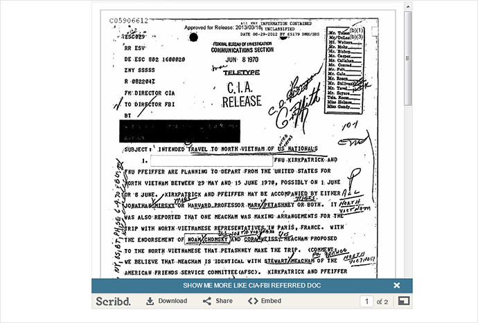 Foreign Policy's CIA-FBI referred doc (printscreen from http://thecable.foreignpolicy.com)