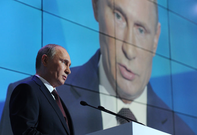 Russian President Vladimir Putin attending the tenth anniversary meeting of Valdai International Discussion Club in the Novgorod Region, September 19, 2013.(RIA Novosti / Michael Klimentyev)