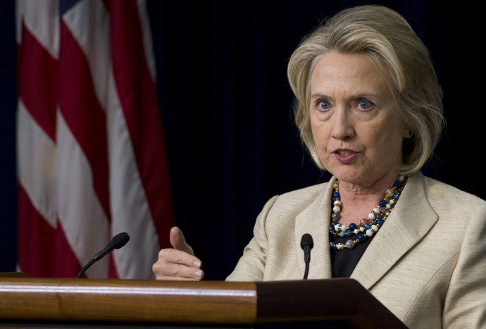 Former US Secretary of State Hillary Clinton speaks about the situation in Syria after meeting with US President Barack Obama at the Eisenhower Executive Office Building in Washington, DC on September 9, 2013.(AFP Photo / Saul Loeb)