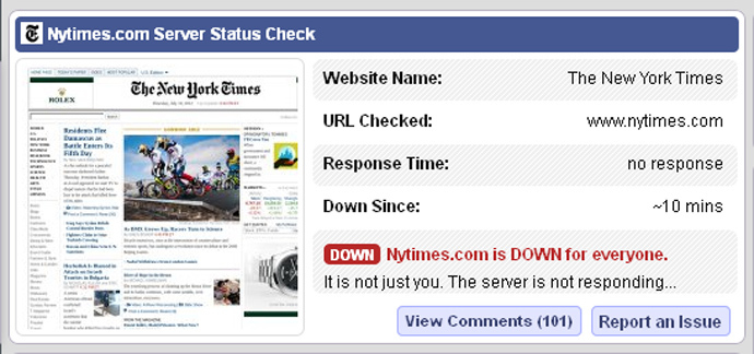 screenshot from www.isitdownrightnow.com