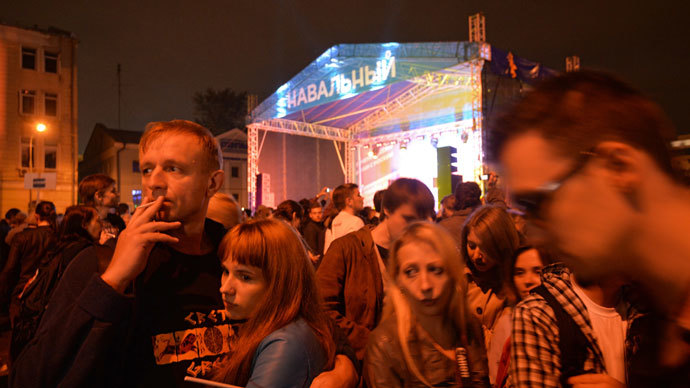 Supporters of opposition politician Aleksei Navalny during a rally on Bolotnaya Square.(RIA Novosti / Iliya Pitalev)