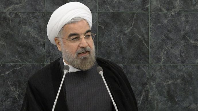 Iranian President Hassan Rouhani addresses a High-Level Meeting on Nuclear Disarmament during the 68th United Nations General Assembly at UN headquarters in New York, September 26, 2013. (AFP Photo / Mike Segar)