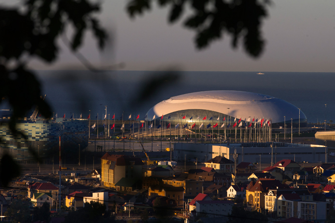 A general view shows the Bolshoy Ice Dome during sunrise at the coastal cluster of 2014 Sochi Winter Olympics in Sochi October 25, 2013 (Reuters / Thomas Peter)