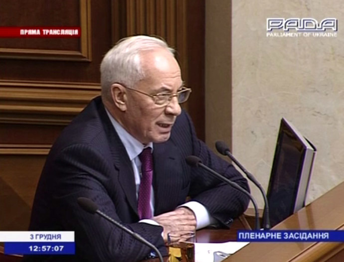 Ukraineâs Prime Minister, Nikolay Azarov (Still from AP video)