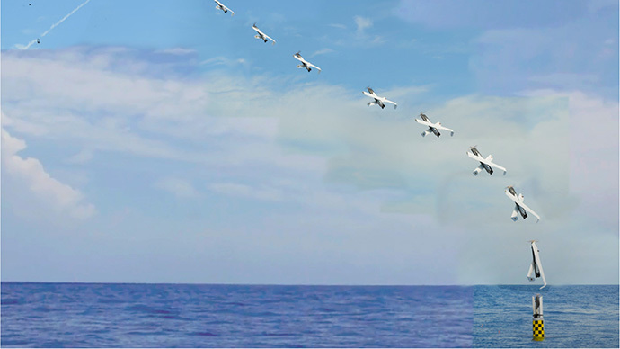 US Navy submarine fires drone from underwater
