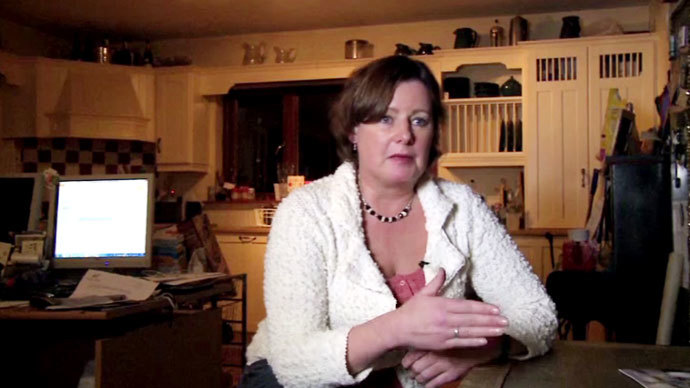 Julia Godsill, a Dubliner in mortgage arrears. Screenshot from RT video
