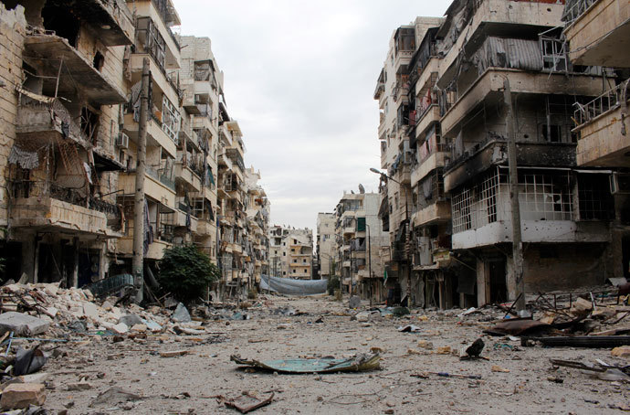 Damaged buildings in the Salah al-Din neighbourhood of the northern Syrian city of Aleppo.(AFP Photo / Mohammed Al-Khatieb)