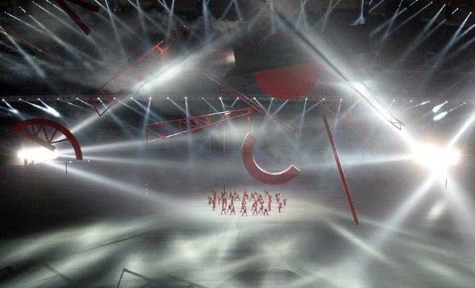 Dancers perform during the Opening Ceremony of the Sochi Winter Olympics at the Fisht Olympic Stadium on February 7, 2014 in Sochi.(AFP Photo / Yuri Kadobnov)