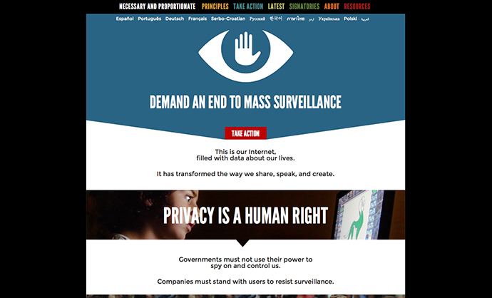 A screenshot from necessaryandproportionate.org