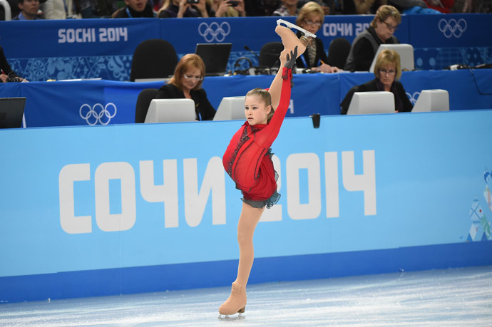 Russia's Julia Lipnitskaia performs in the Women's Figure Skating Free Program at the Iceberg Skating Palace during the Sochi Winter Olympics on February 20, 2014. (AFP Photo / Damien Meyer)