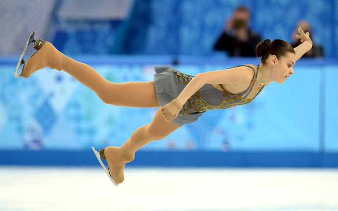 Russia's Adelina Sotnikova performs in the Women's Figure Skating Free Program at the Iceberg Skating Palace during the Sochi Winter Olympics on February 20, 2014. (AFP Photo / Yuri Kadobnov) 