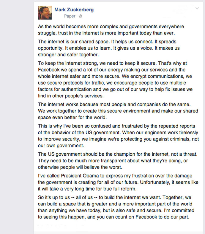 Screenshot from www.facebook.com/zuck