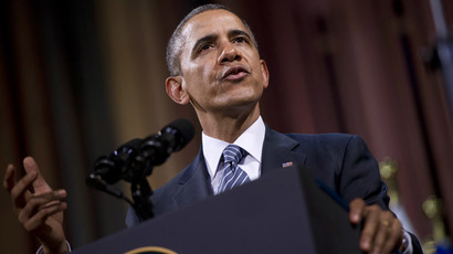 US President Barack Obama delivers a speech at the Palais des Beaux-Arts (Palace of Fine Arts - BOZAR) in Brussels on March 26, 2014. (AFP Photo / Saul Loeb)