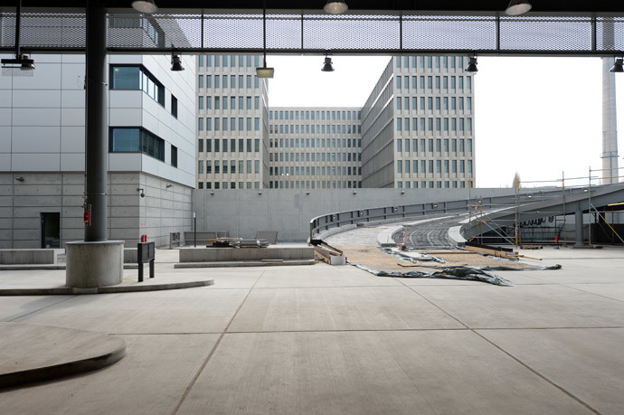 A driveway to the site under construction is pictured during the opening ceremony of the northern building complex of the new headquarters of the German Federal Intelligence Service (BND) on March 31, 2014 in Berlin, Germany. (AFP Photo / Pool / Soeren Stache)