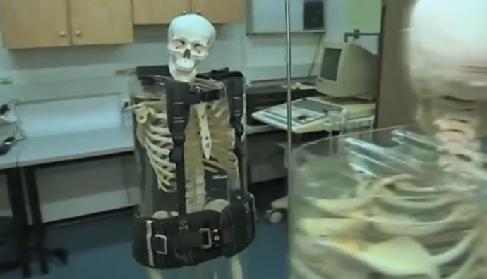 The Stemrad 360 Gamma belt is designed to be worn around the waist to protect vulnerable bone marrow, screenshot from Reuters video.
