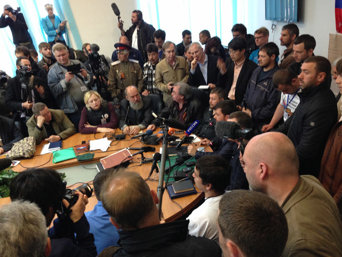 Press conference on the results of the meeting of the Peopleâs Republic of Donetsk on postponing the referendum in the region. RIA Novosti / Natalia Seliverstova