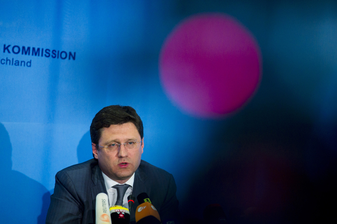 Russian Energy Minister Alexander Novak speaks during a news conference after EU-Ukraine-Russia energy negotiations at the EU commission representation in Berlin May 30, 2014. (Reuters/Thomas Peter)
