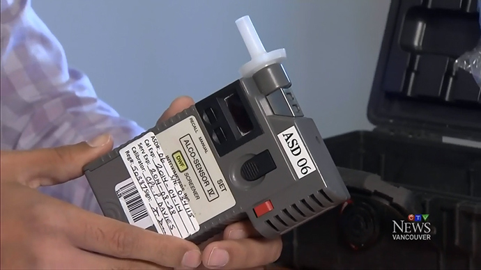 Cannabix Breathalyzer. Screenshot courtesy CTV News, 2014