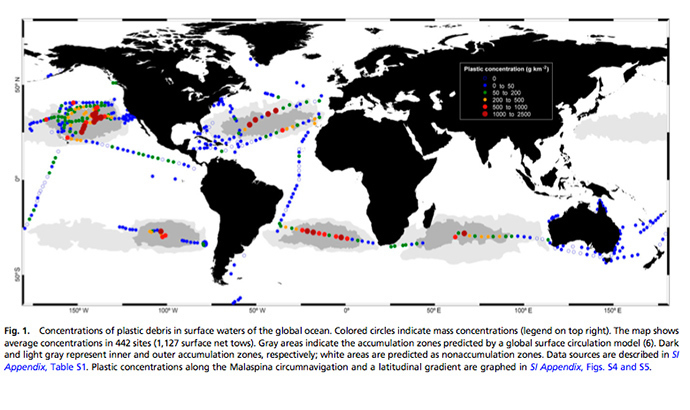 Screenshot from âPlastic debris in the open oceanâ report