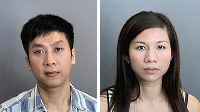 Loi Vu, 40, (left) and Tracy Trang Le, 35, were booked on suspicion of felony child endangerment and false imprisonment. (Reuters)