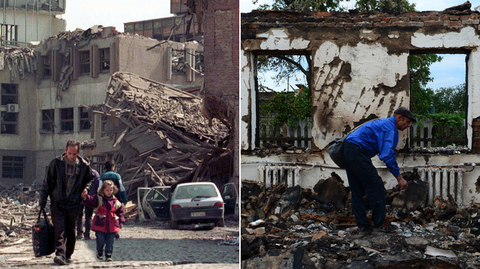 Kosovo April 07, 1999.(Reuters / Goran Tomasevic) Slaviansk on June 24, 2014.(AFP Photo / John Macdougall)