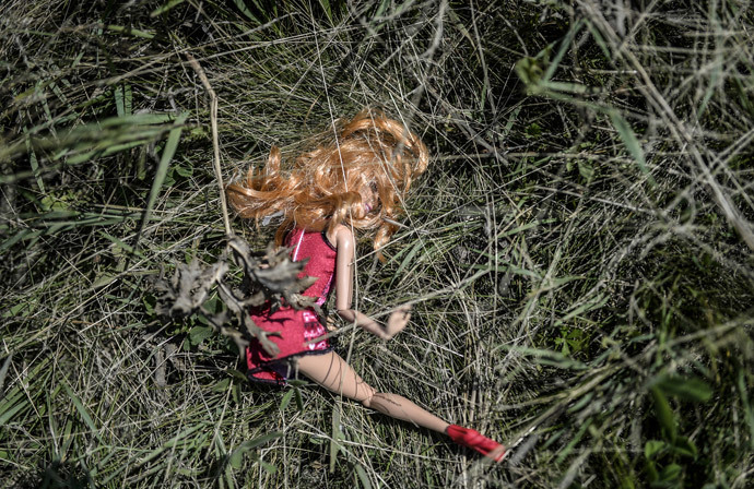 A child's toy who died in the downed Malaysia Airlines flight MH17 is pictured in a field near the village of Grabove, in the Donetsk region (AFP Photo / Bulent Kilic)