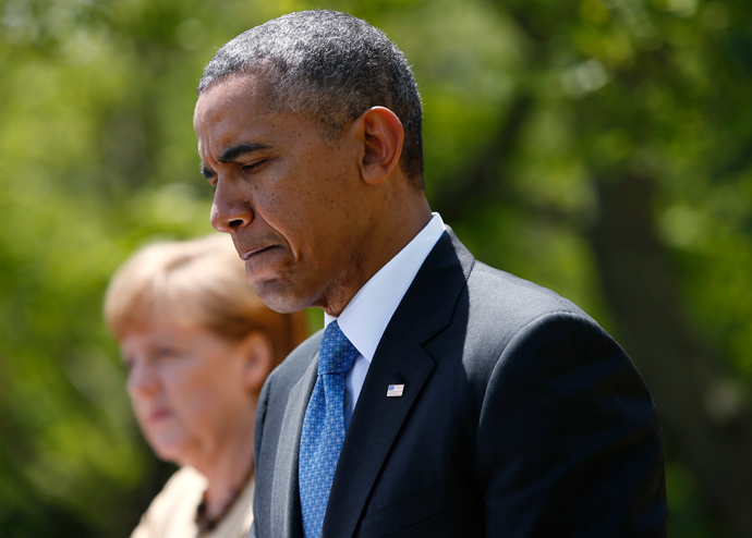 U.S. President Barack Obama (R) and German Chancellor Angela Merkel (Reuters / Kevin Lamarque)