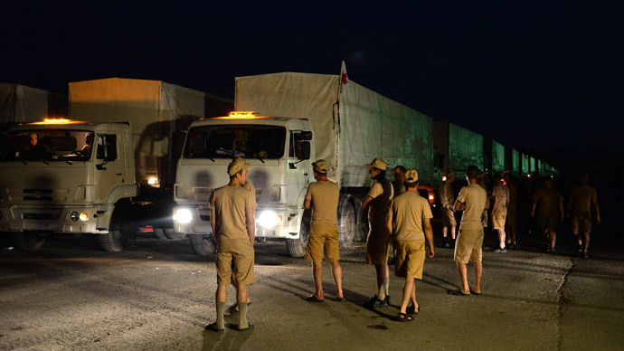 Truck convoy sets out from Alabino near Moscow, will deliver humanitarian relief aid to Ukraine. (RIA Novosti / Maksim Blinov)