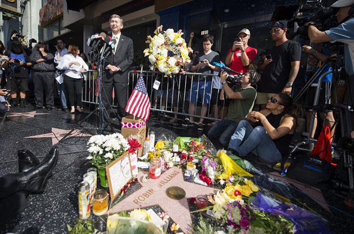 Robin Williams' star on the Hollywood Walk of Fame, August 12, 2014, California. (AFP Photo / Robyn Beck)