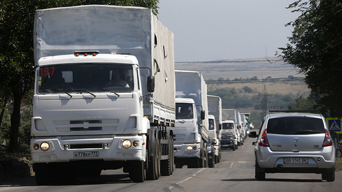 Russian Red Cross volunteers ready to escort aid convoy to Lugansk, E. Ukraine