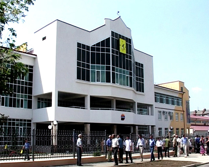 New school in Beslan, North Ossetia. It was built to replace the one destroyed by terrorists in September 2004. Designed by Moscow architects, the school has cutting-edge equipment, with a computer and a sound-recording room, a swimming pool and a winter garden. (RIA Novosti/Albina Olisaeva)
