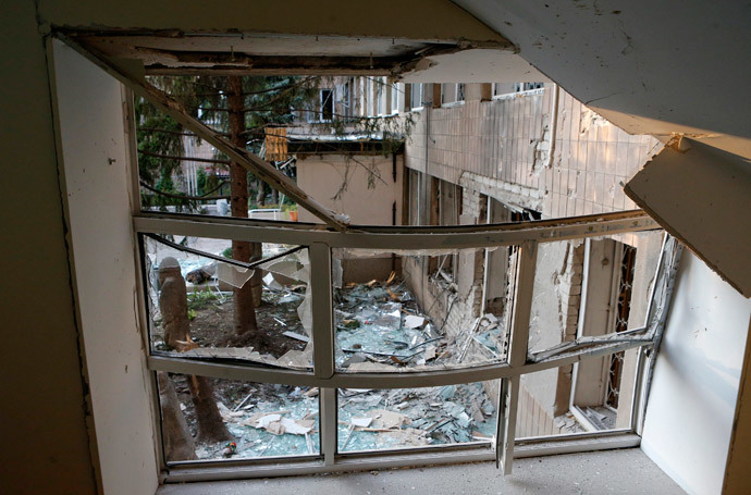 A view shows a damaged regional museum of local lore following what locals say was recent shelling by Ukrainian forces in Donetsk, eastern Ukraine.(Reuters /Maxim Shemetov)