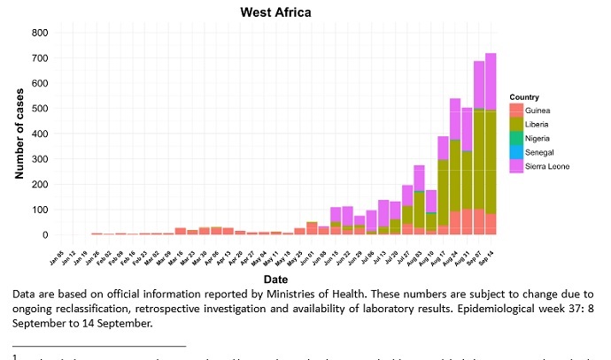 Combined epidemiological histogram (World Health Organization)