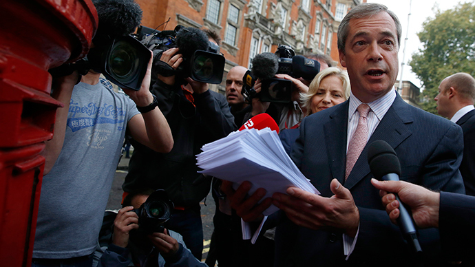 The leader of Britain's United Kingdom Independence Party (UKIP) Nigel Farage (Reuters / Luke MacGregor)
