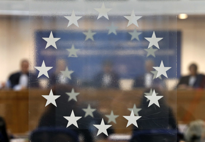 Judges of the European Court of Human Rights are seen during an hearing at the court in Strasbourg (Reuters/Vincent Kessler)