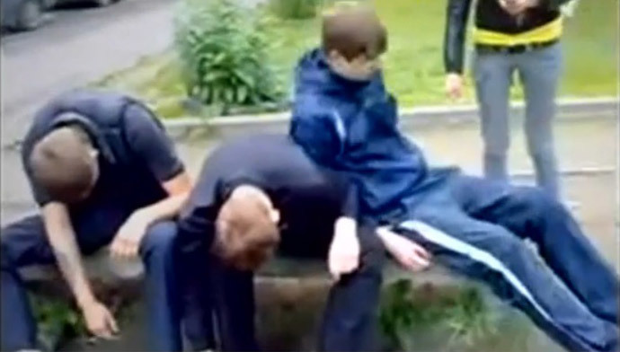 A group of youth unconscious after smoking 'spice'. Video still from YouTube