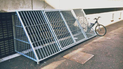 Anti-homeless cages installed around benches in French city on Christmas Eve