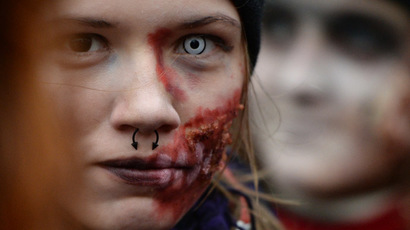 Participants in a Zombi parade ahead of Halloween on Krasny Prospekt in Novosibirsk. (RIA Novosti/Alexandr Kryazhev)