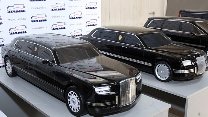 Models of cars designed under the project "Cortege" displayed at the Central Scientific Research Automobile and Engine Institute. (RIA Novosti/Sergey Subbotin)
