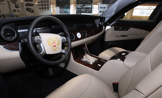 Inside a car designed under the project "Cortege" displayed at the Central Scientific Research Automobile and Engine Institute. (RIA Novosti/Sergey Subbotin)