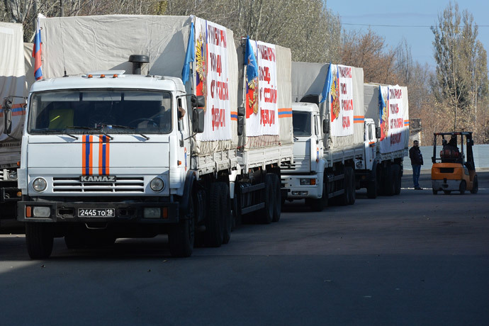 Russian humanitarian aid convoy in Donetsk. (RIA Novosti / Alexey Kudenko)