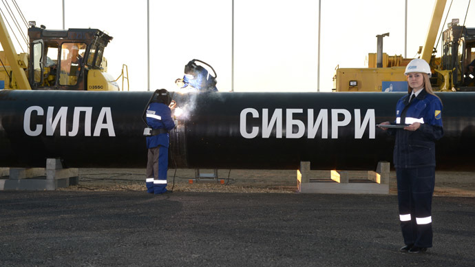 Gazpromâs Power of Siberia pipeline â to deliver 4 trillion cubic meters of gas to China over 30 years â construction commencing September 2014. (RIA Novosti/Aleksey Nikolskyi)