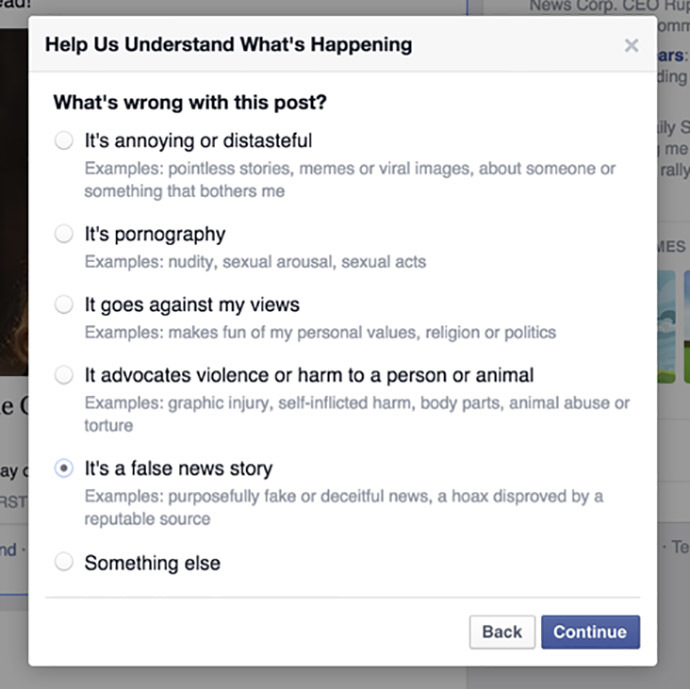 Screenshot from Facebook