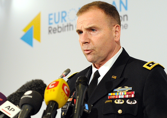 The commander of the US Army in Europe, Lieutenant General Ben Hodges during press-conference in Kiеv (RIA Novosti / Alexander Maximenko)
